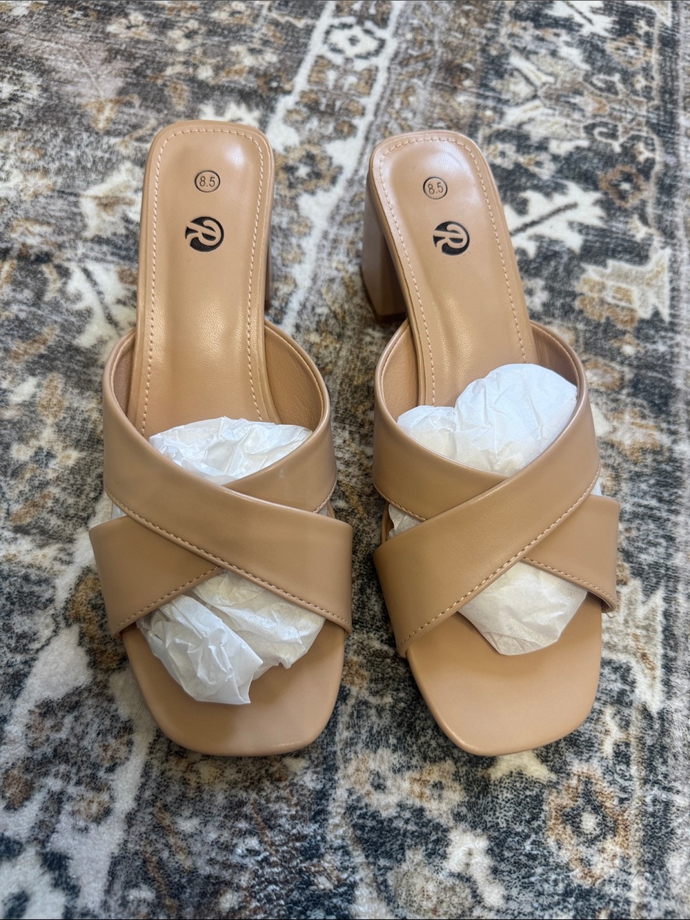 Amazon Women’s Nude Crisscross Block Heel Sandals